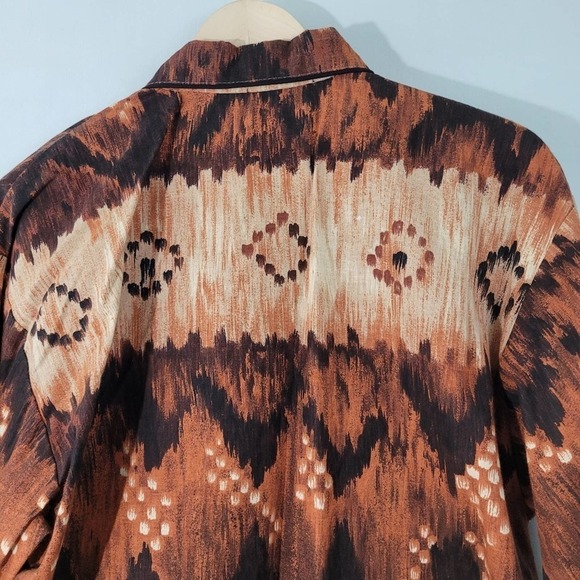 NEW VTG Brown Argyle Pattern Western Rodeo Button Front Cowgirl Top Size Large - Picture 8 of 12